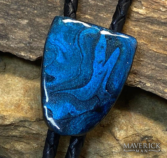 Small blue and black bolo made from slate