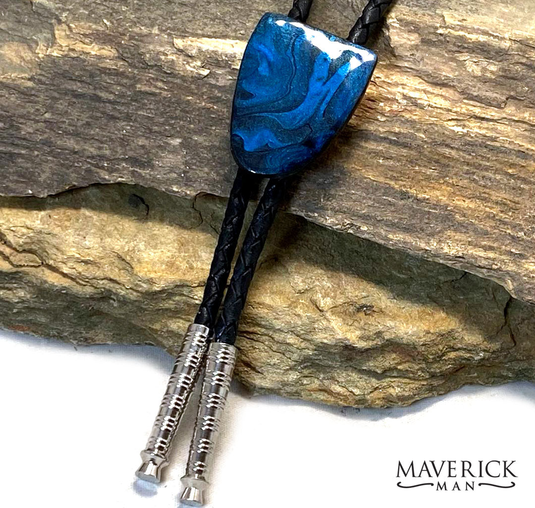 Small blue and black bolo made from slate