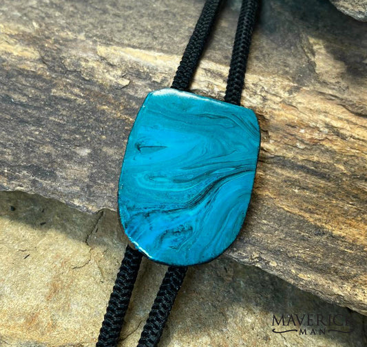 Small turquoise bolo made from slate
