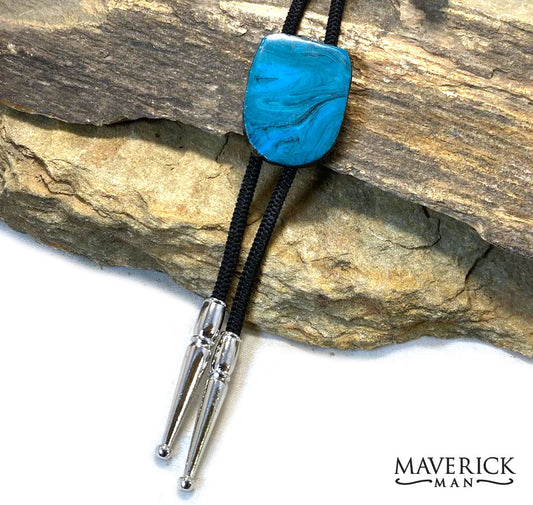Small turquoise bolo made from slate