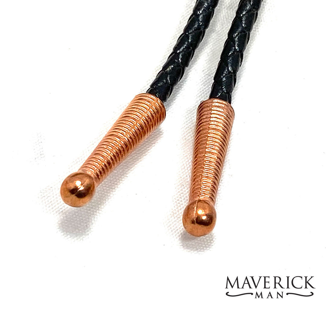 Stunning copper bolo with hand painted turquoise and copper stone