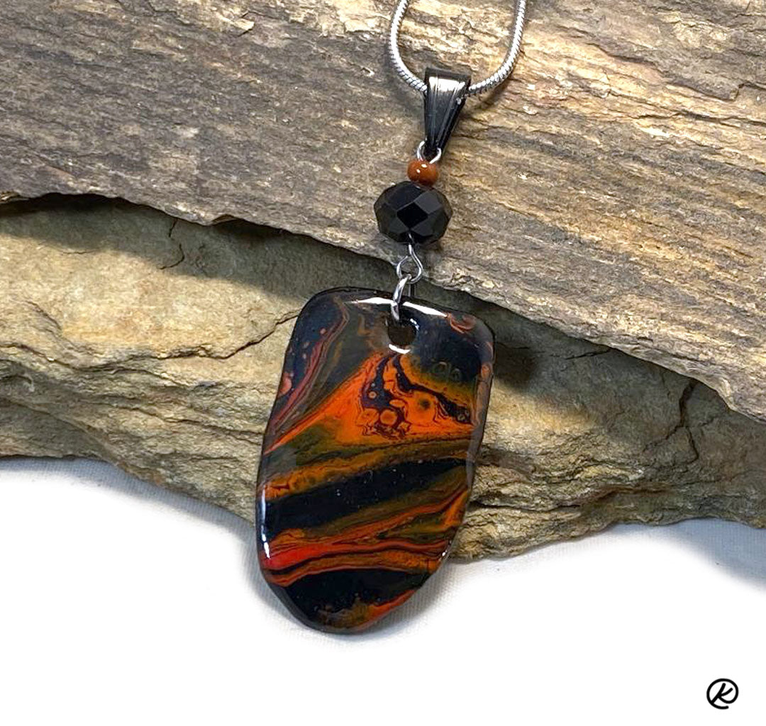 Small bolo in black and orange slate - SET AVAILABLE