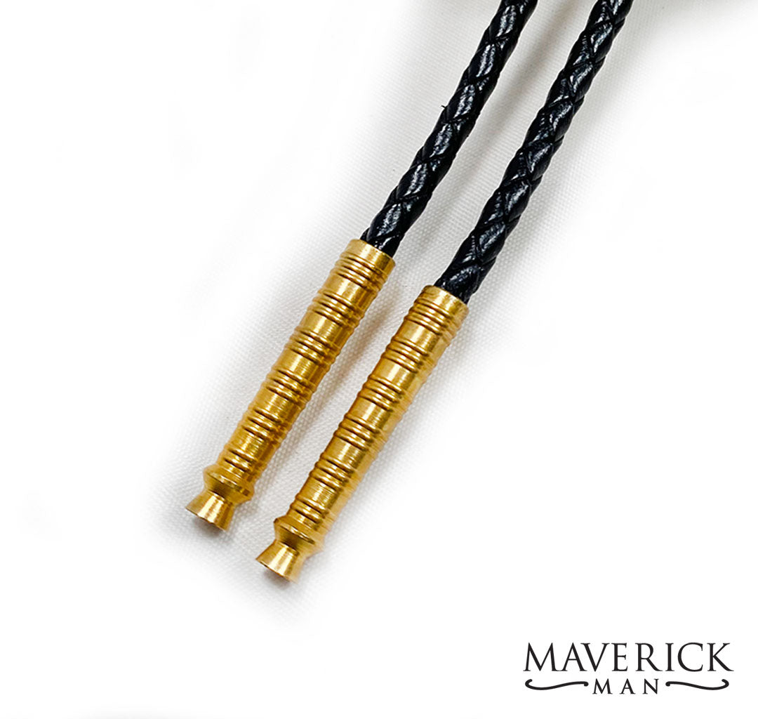 Hammered gold arrowhead bolo with green earthtones