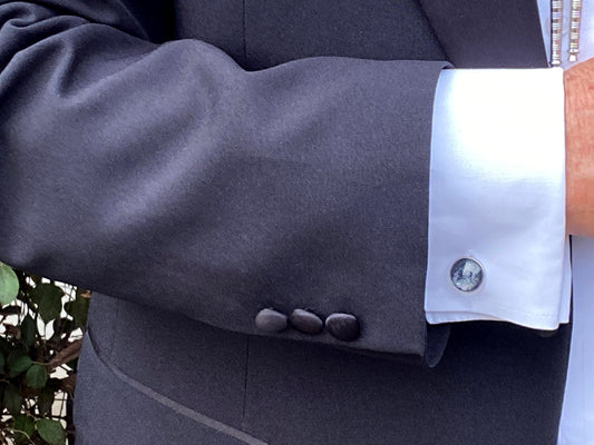 Classic neutral cufflinks in stainless steel - black and platinum