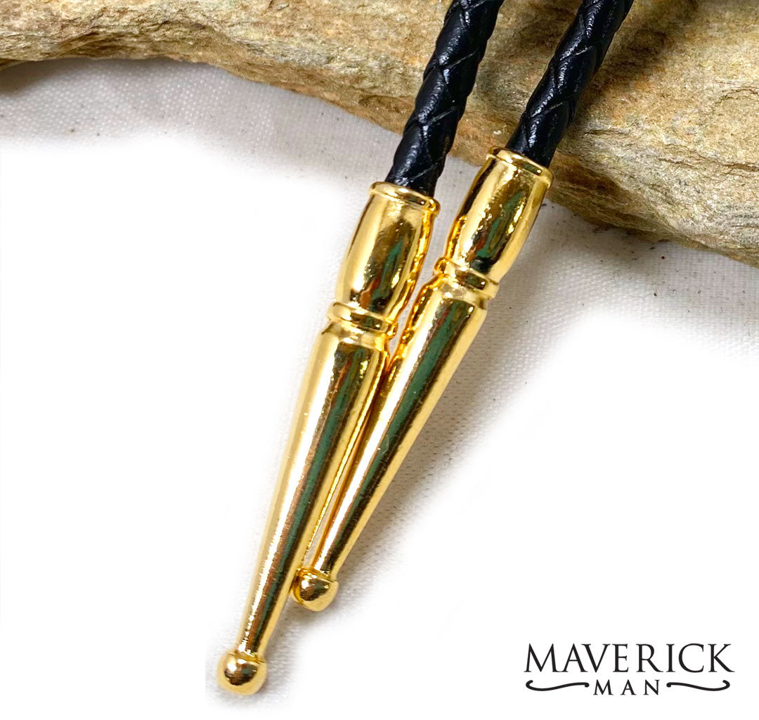 Gold arrowhead bolo with green earthtones