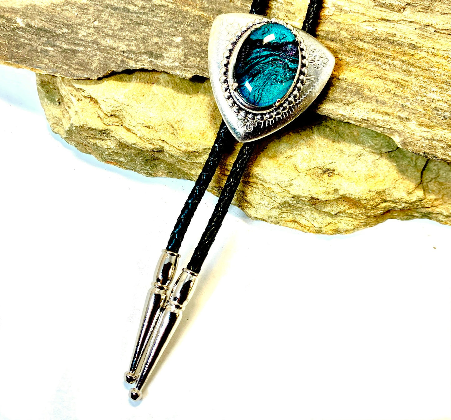 Smaller bolo with teal hand painted stone
