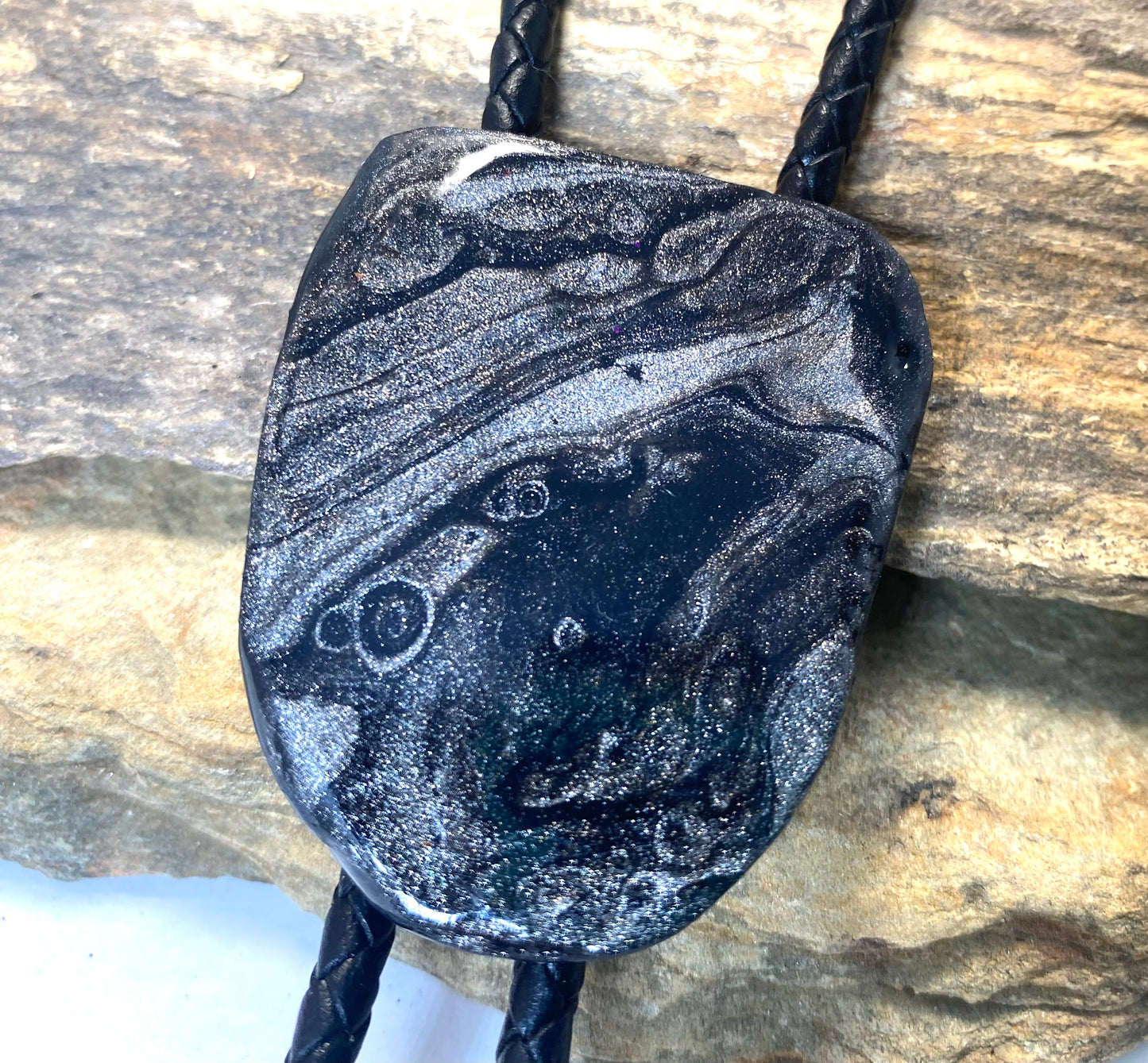 Medium-sized bolo tie made from slate