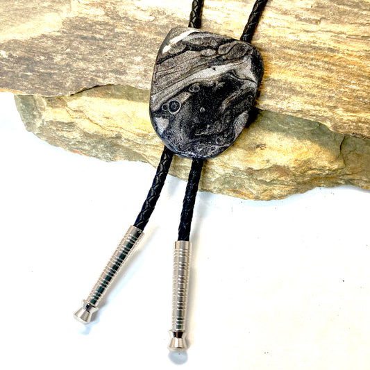 Medium-sized bolo tie made from slate