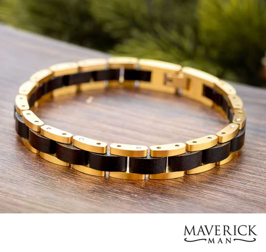 Handsome black and gold stainless steel bracelet