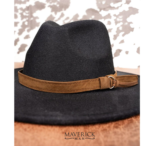 Adjustable brown suede leather hat band