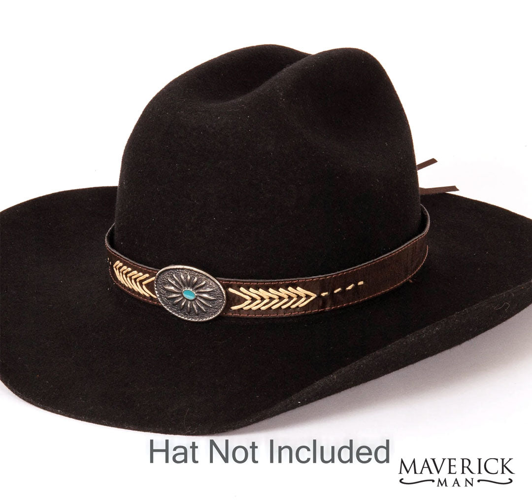Brown hat band with concho accent