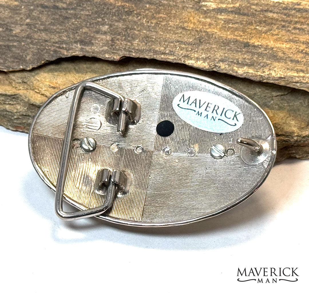 Striking southwestern colors in silver filigree buckle