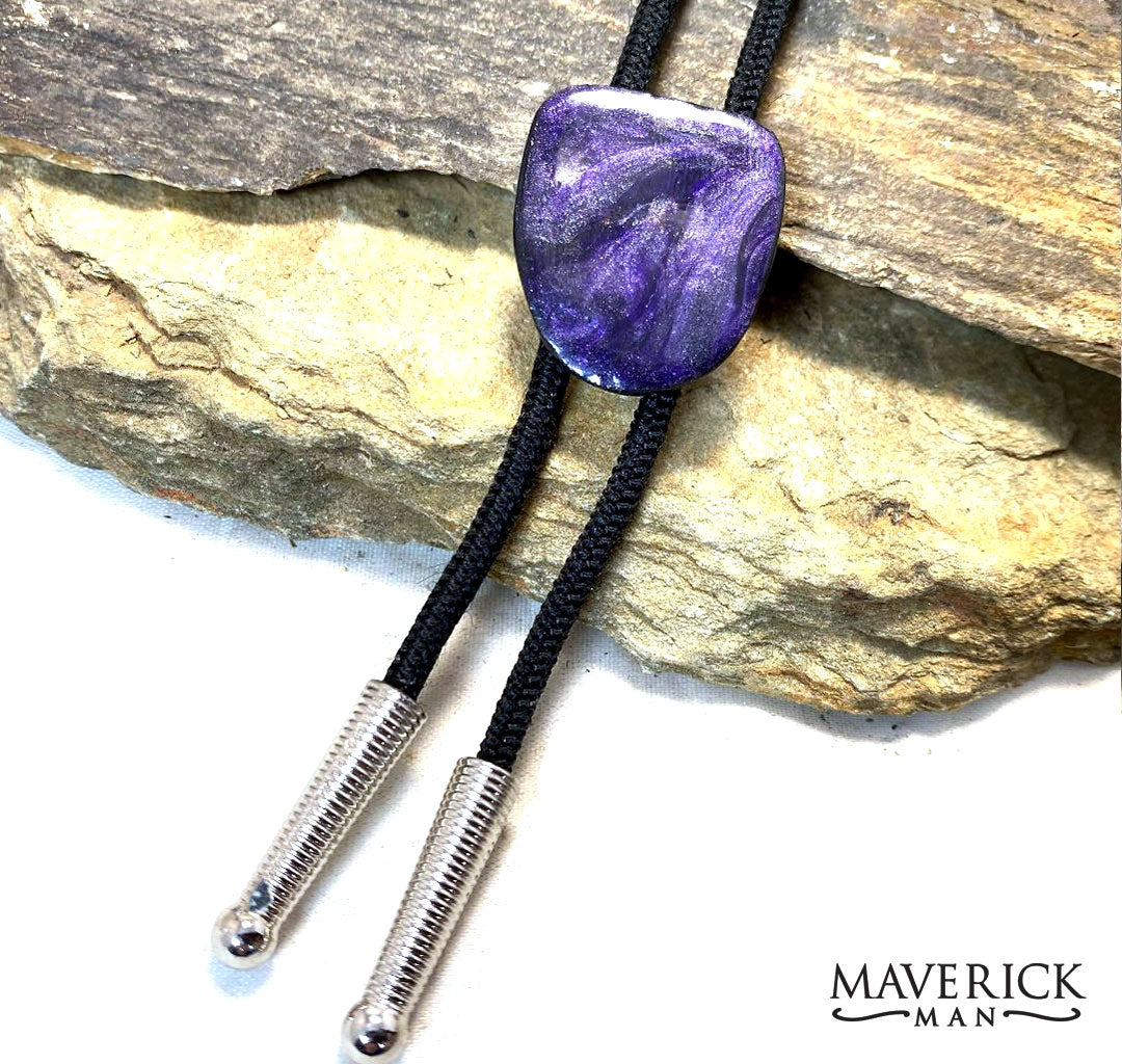 Handsome hand painted purple slate bolo