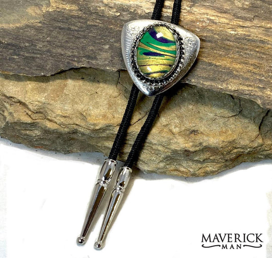 Silver bolo with hand painted stone from the Party Gras collection