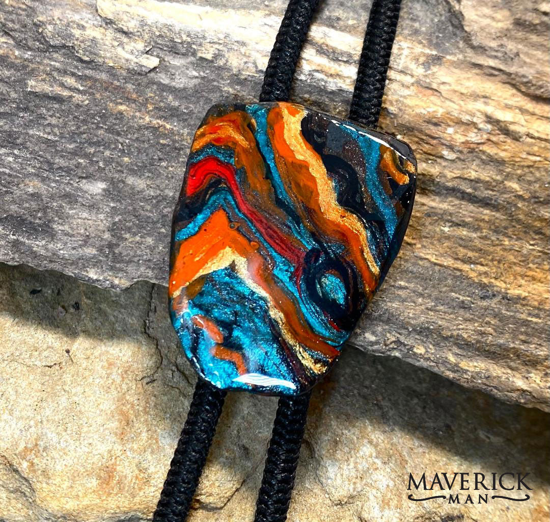 Fantastic small bolo made from slate with southwestern colors