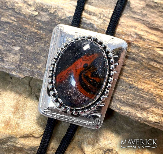Silver bolo with our Fox palette of hand painted stones