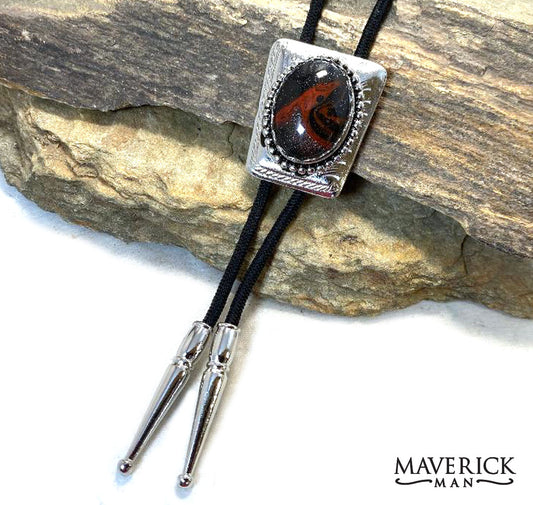 Silver bolo with our Fox palette of hand painted stones