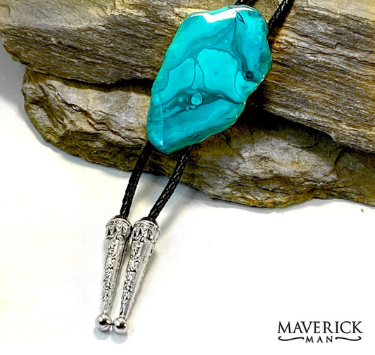 Extra large bolo made from slate with Shades of Turquoise colors