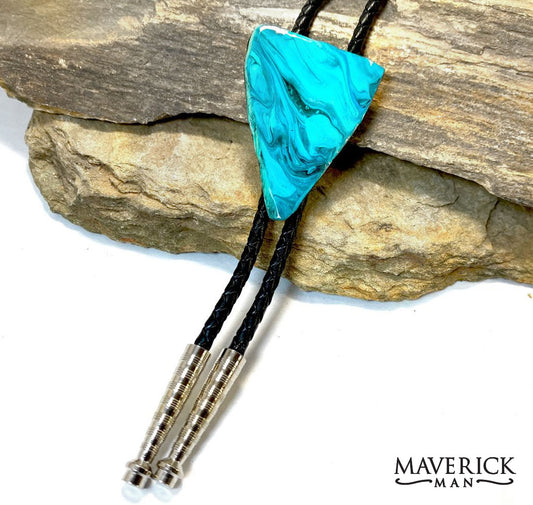 Large bolo made from slate with Shades of Turquoise colors