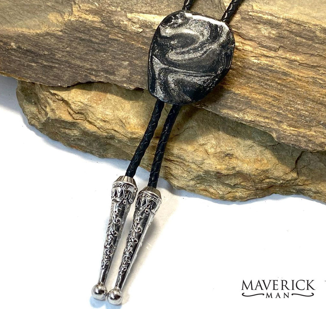 Top-selling black and platinum bolo made from slate