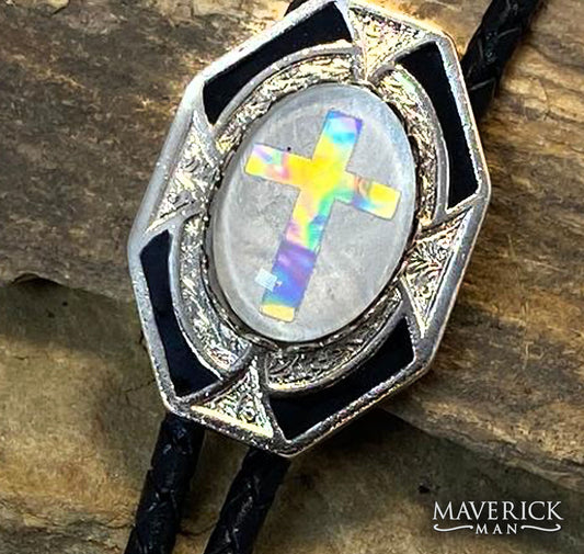 Christian bolo on our Pearl background with holographic cross