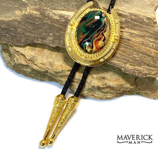 Golden Horseshoe bolo with our hand painted - similar to Tulsa King