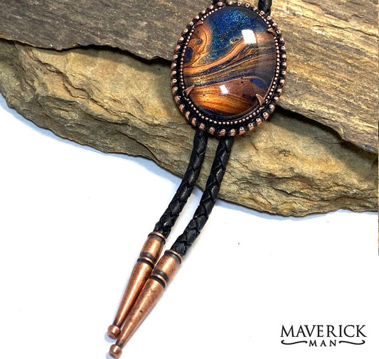 Copper Bolo and buckle SET with hand painted stone from our OWL collection - can buy separately