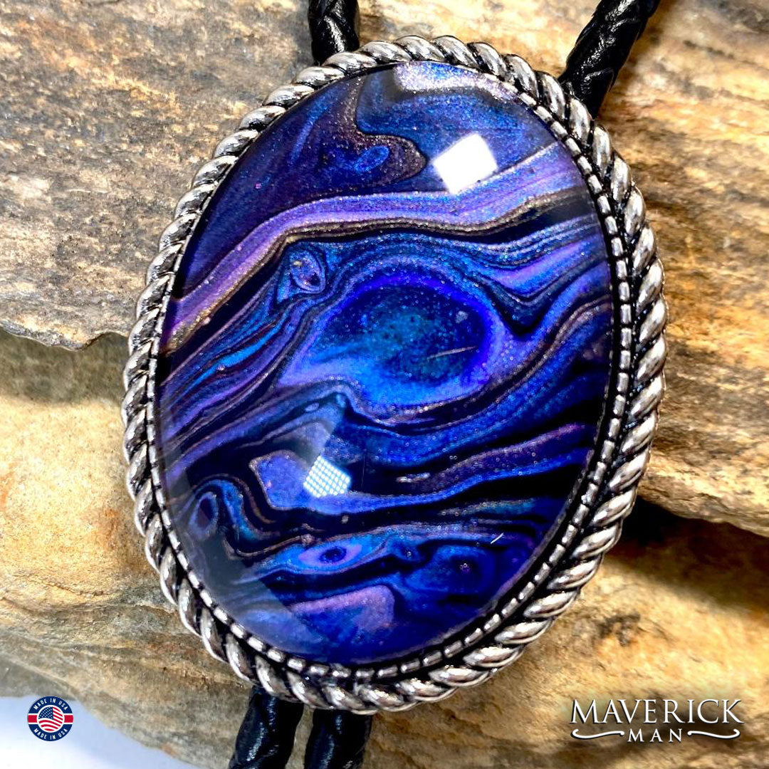 Bolo tie and buckle set with hand painted stones - can buy separately