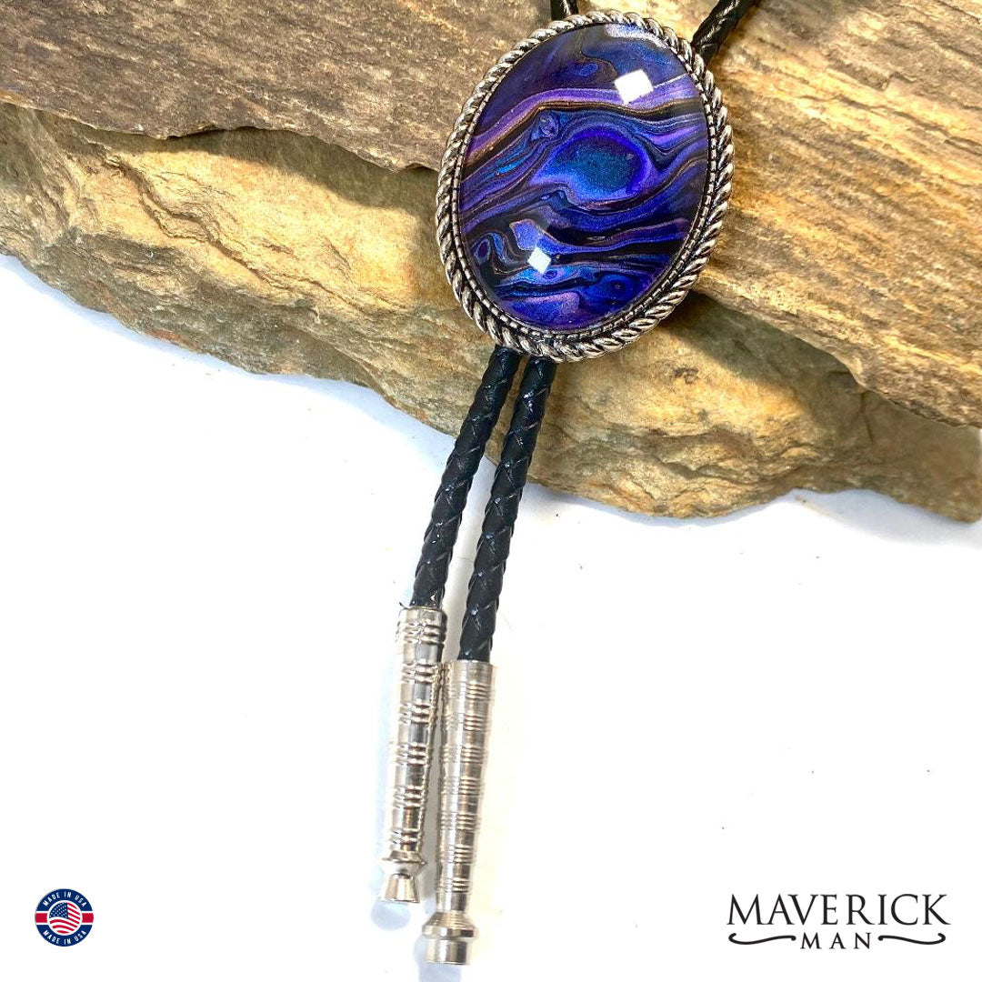 Bolo tie and buckle set with hand painted stones - can buy separately