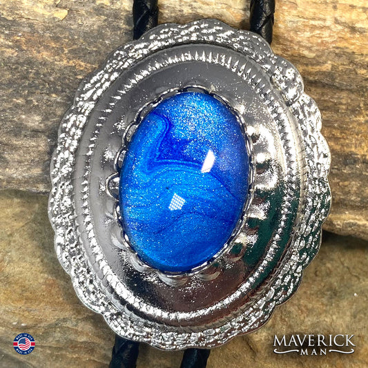 Bolo tie and buckle set with rare blue buckle