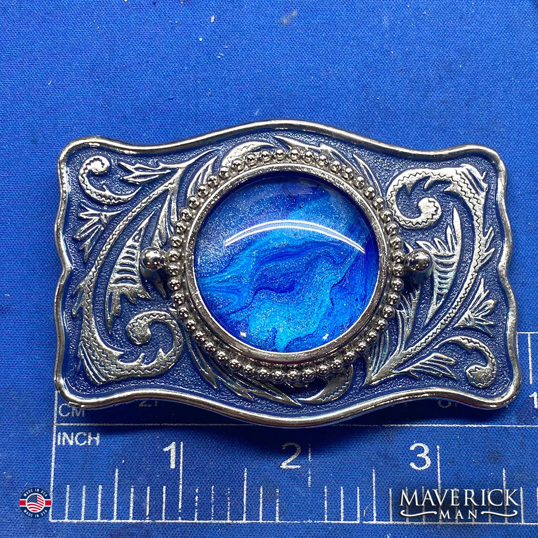 Bolo tie and buckle set with rare blue buckle