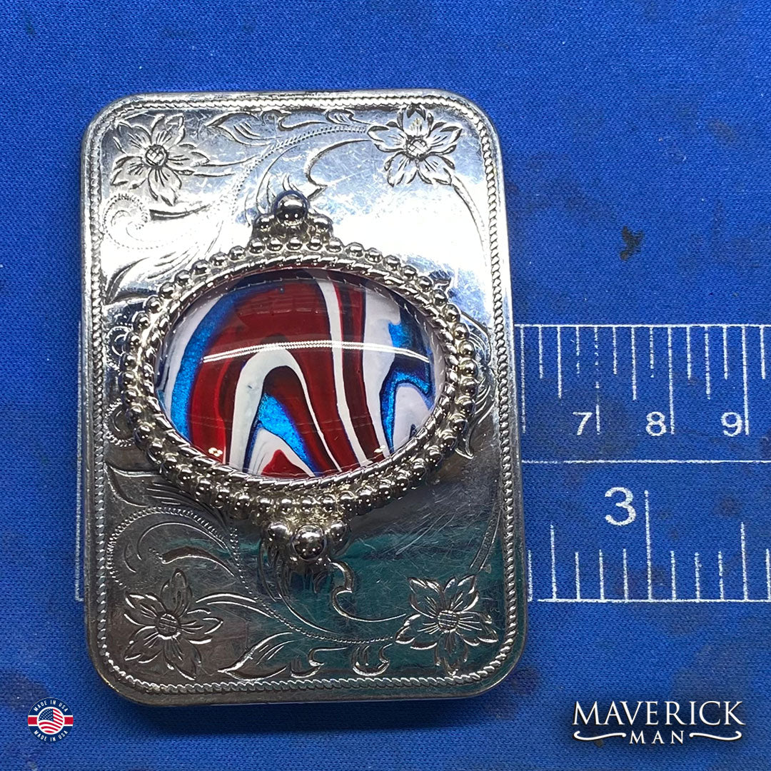 Patriotic bolo tie and buckle set
