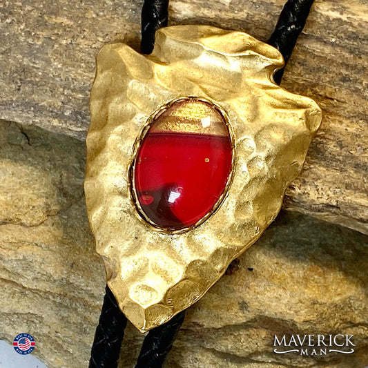Red and Gold bolo tie and buckle set