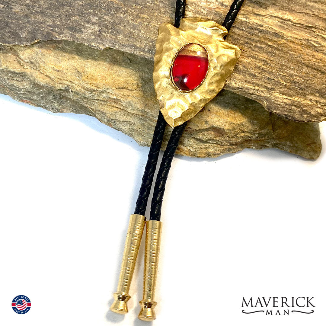 Red and Gold bolo tie and buckle set
