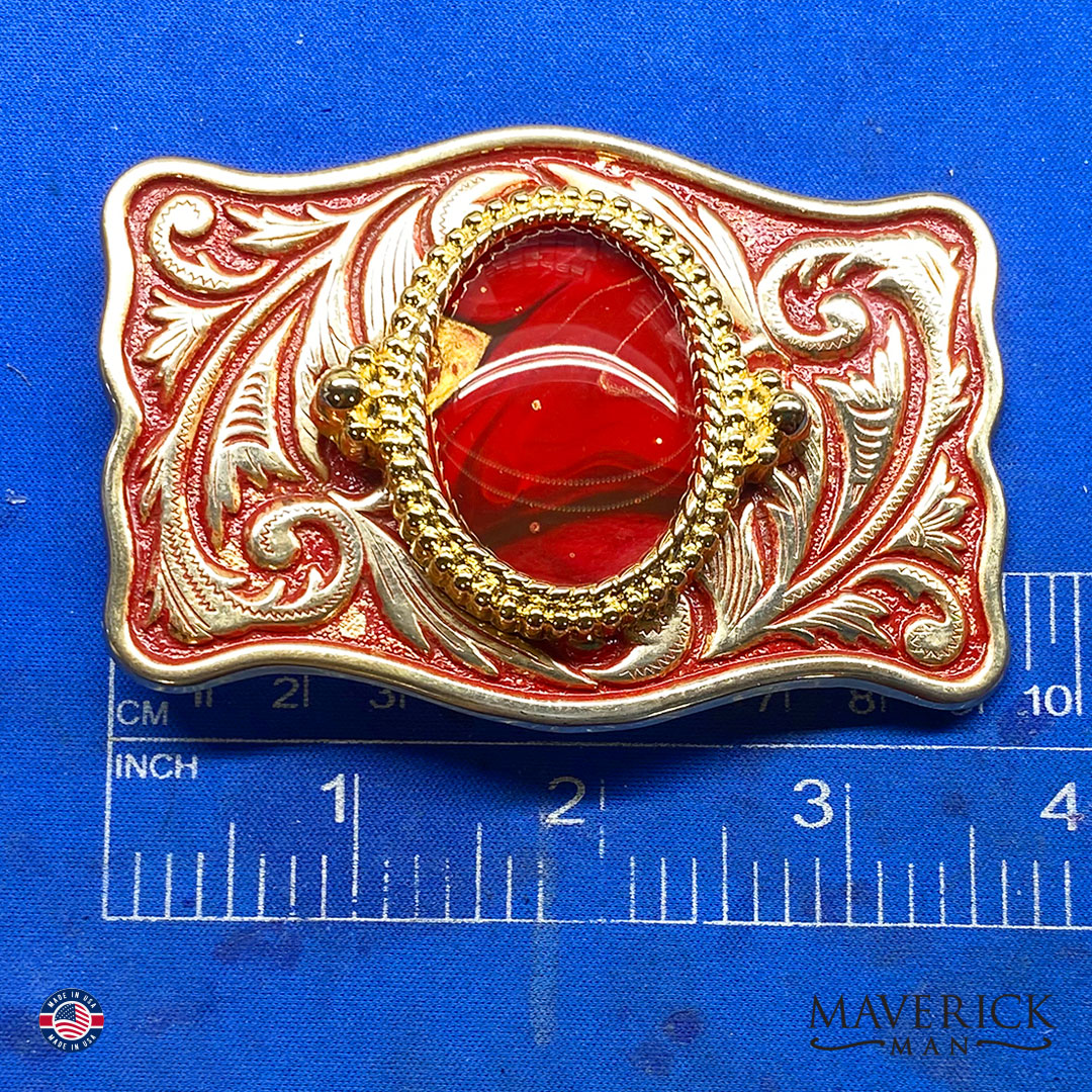 Red and Gold bolo tie and buckle set