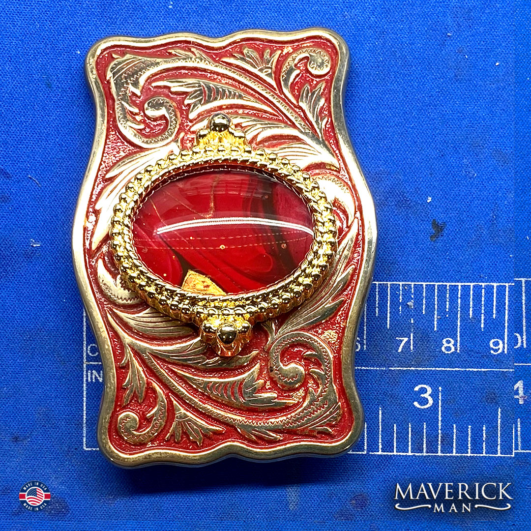 Red and Gold bolo tie and buckle set