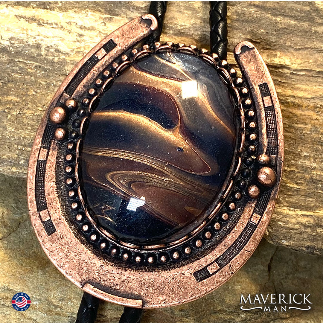 Striking copper bolo and buckle set