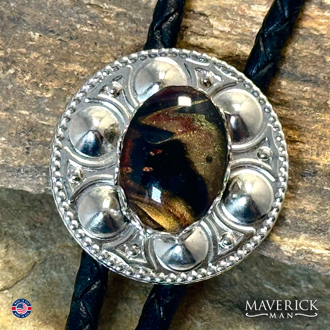 Small bolo tie with tiger eye colors