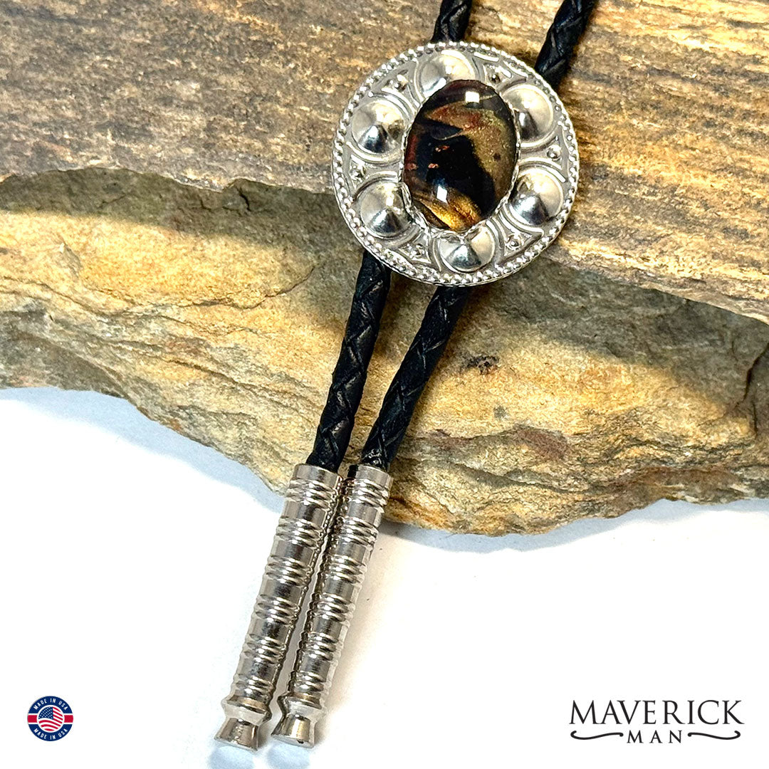 Small bolo tie with tiger eye colors