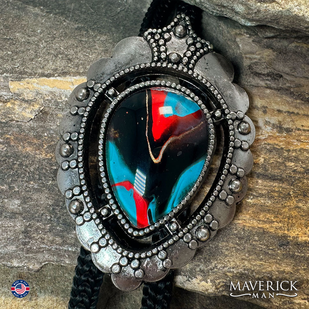 Southwestern bolo tie with hand painted stone