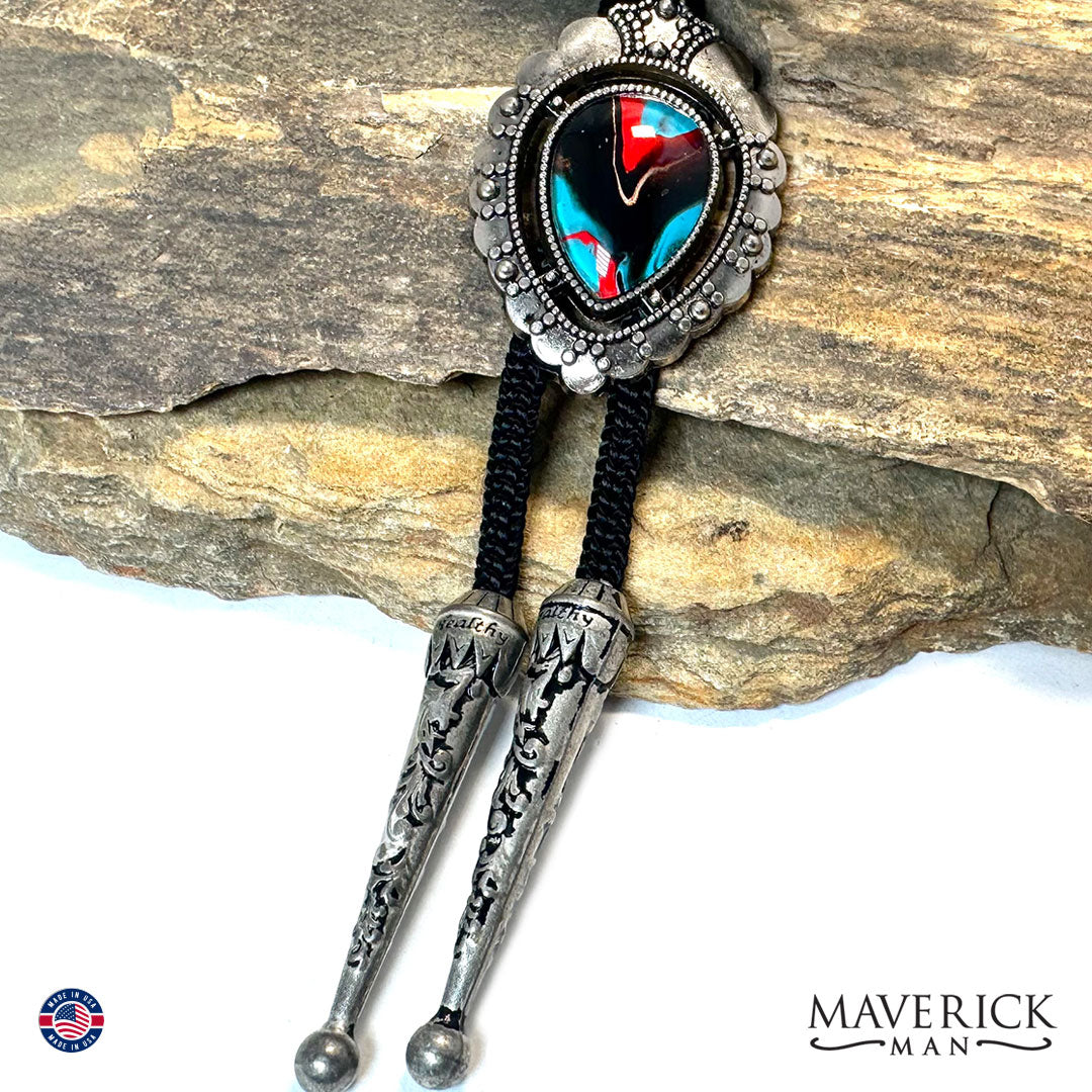 Southwestern bolo tie with hand painted stone