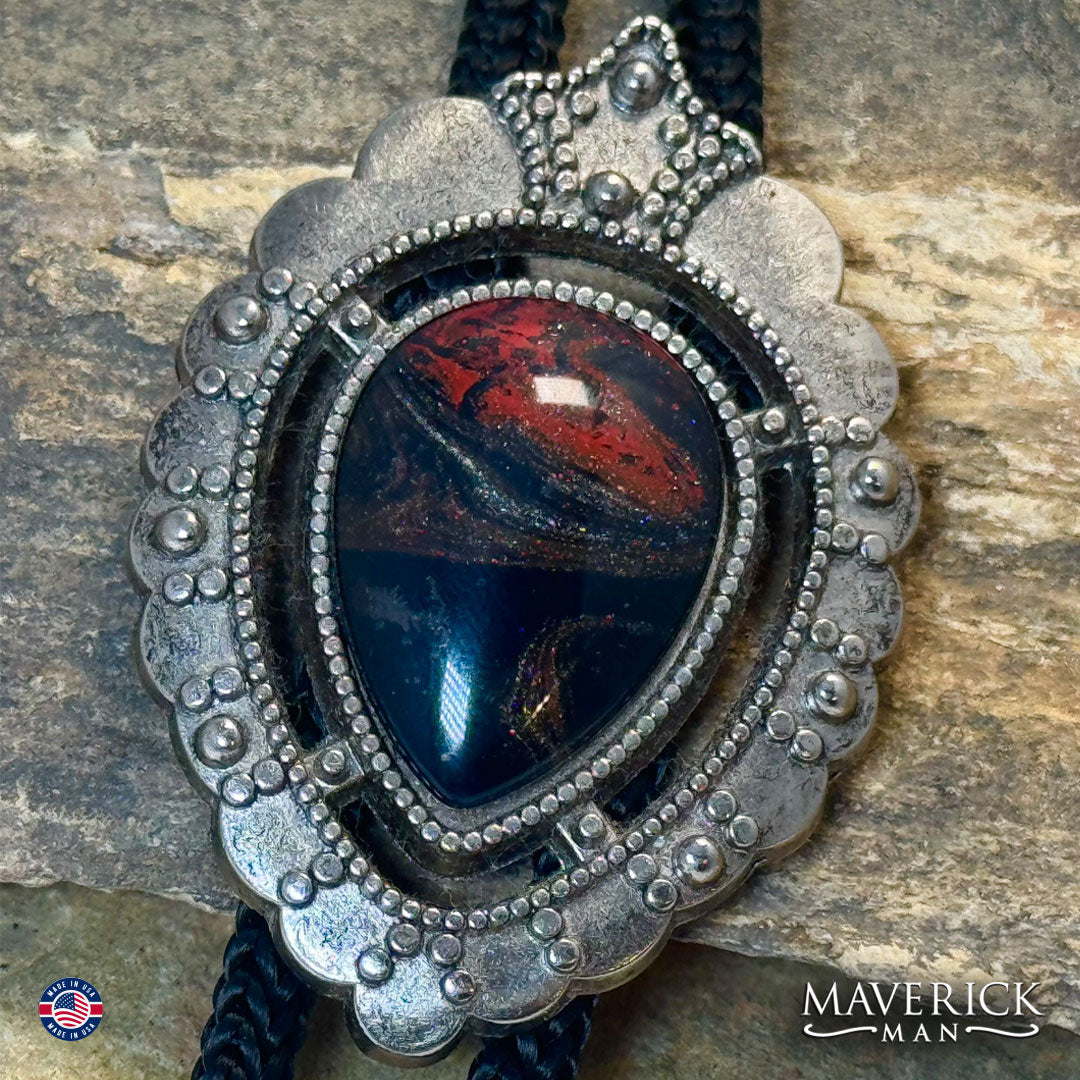 Silver bolo with a hand painted stone from our FOX collection
