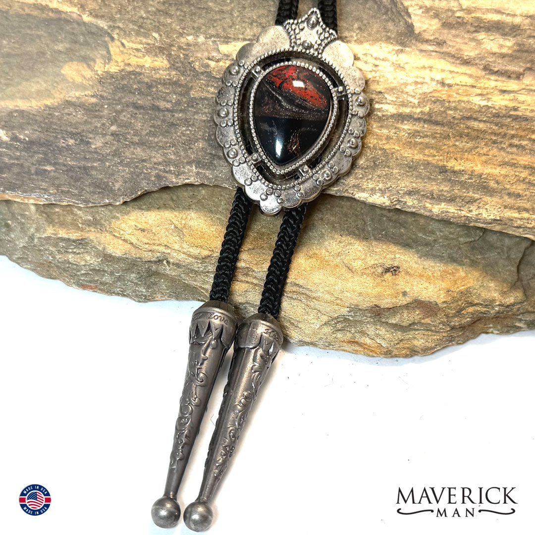 Silver bolo with a hand painted stone from our FOX collection