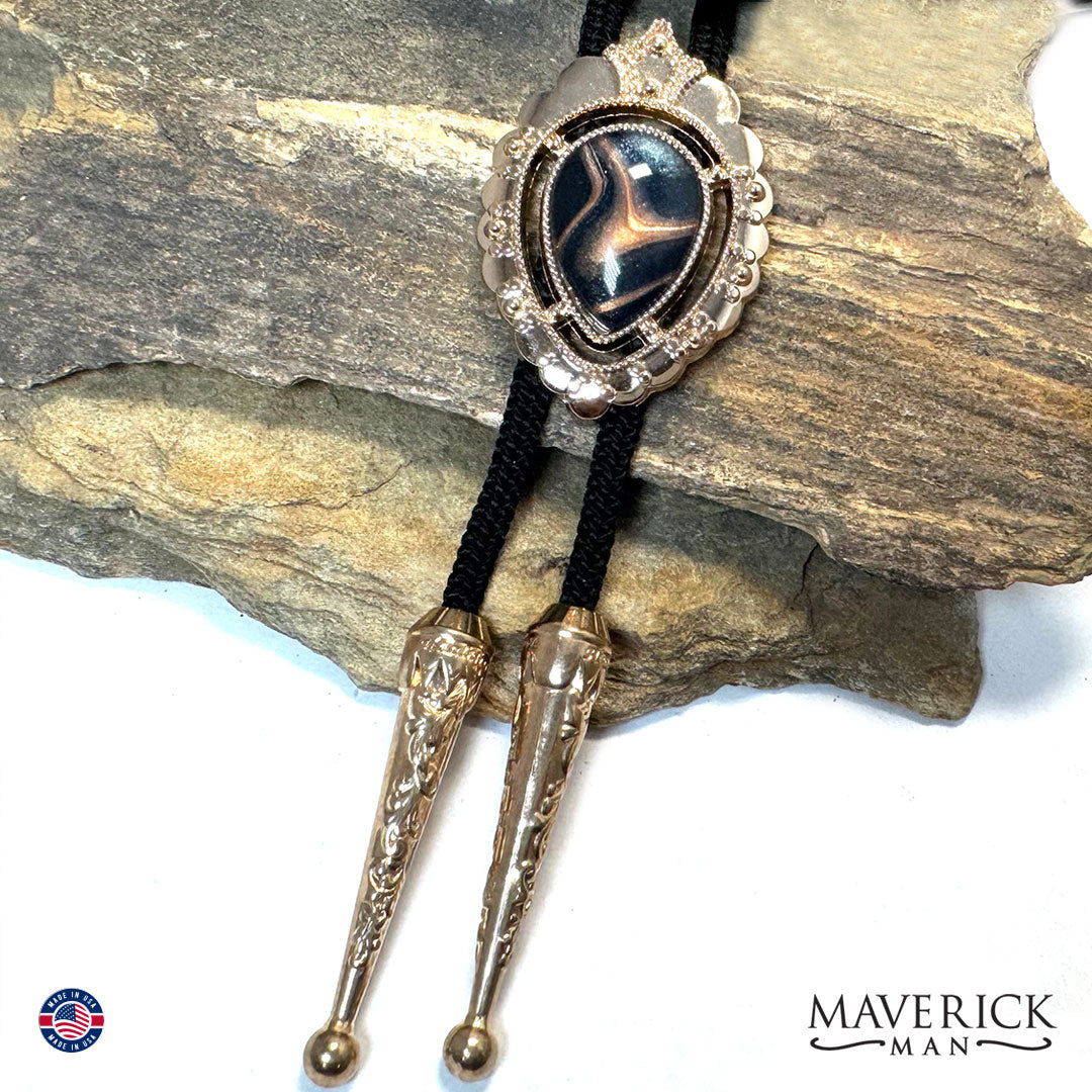 Dressy copper bolo tie with hand painted stone fr our OWL collection