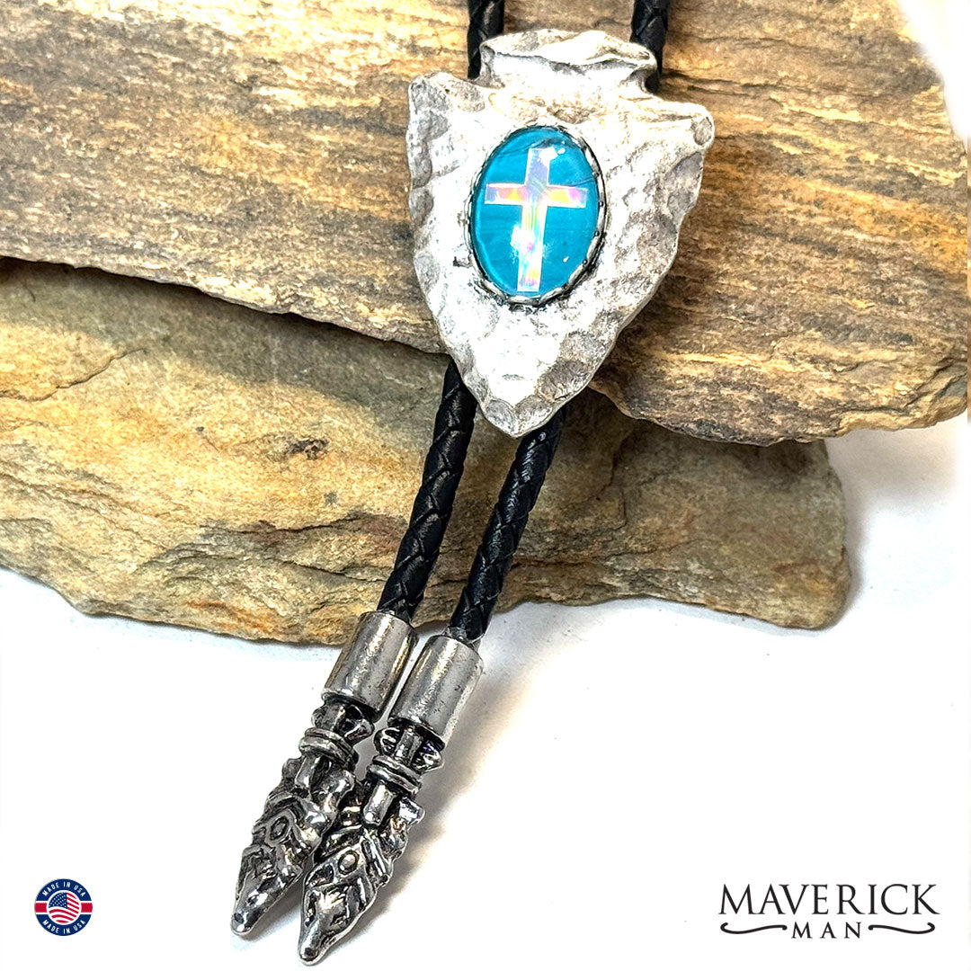 Christian bolo tie with holographic cross