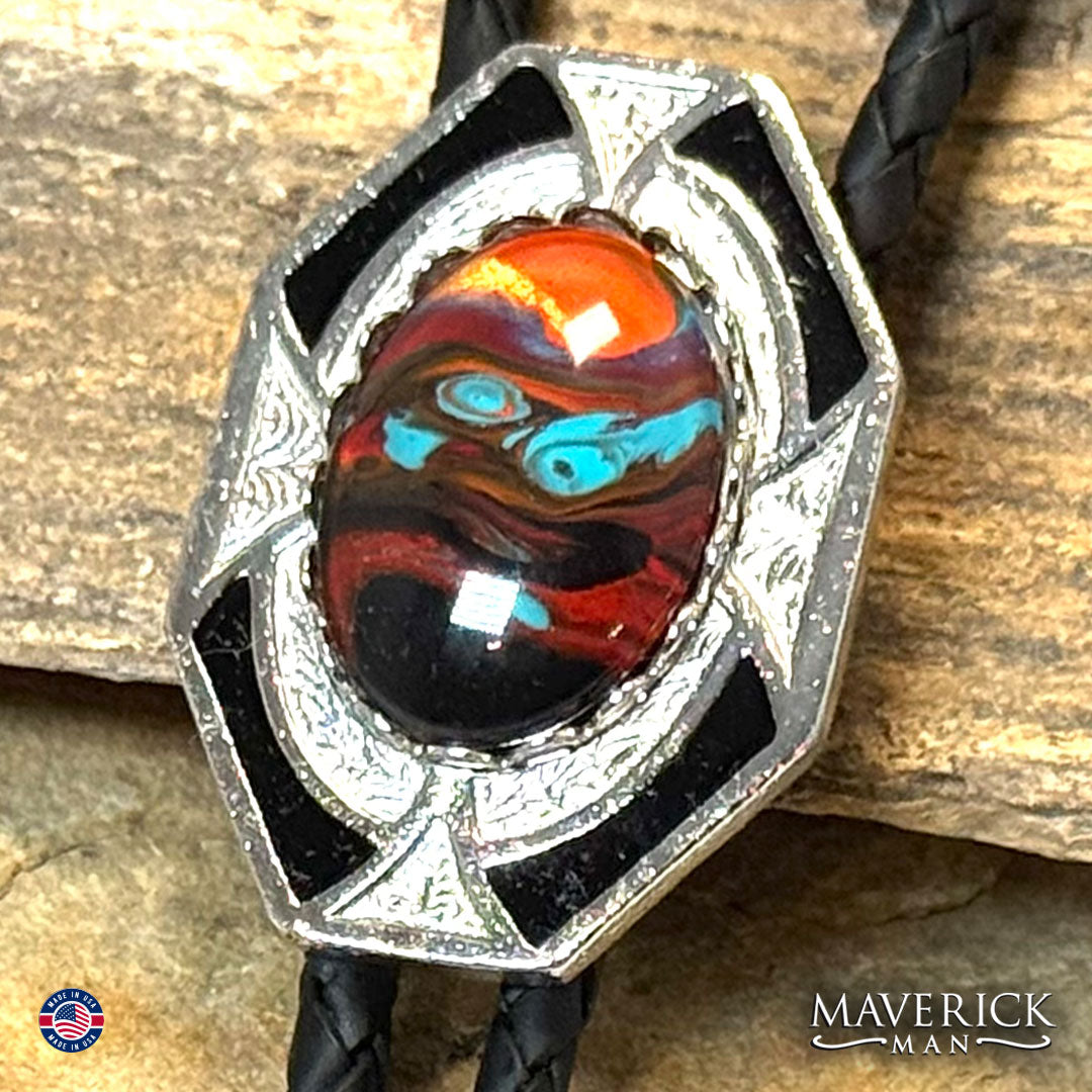 Handsome bolo with hand painted southwestern stone