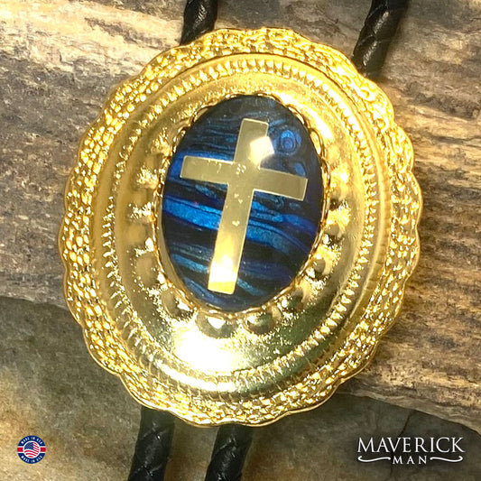 Christian bolo tie with hand painted stone