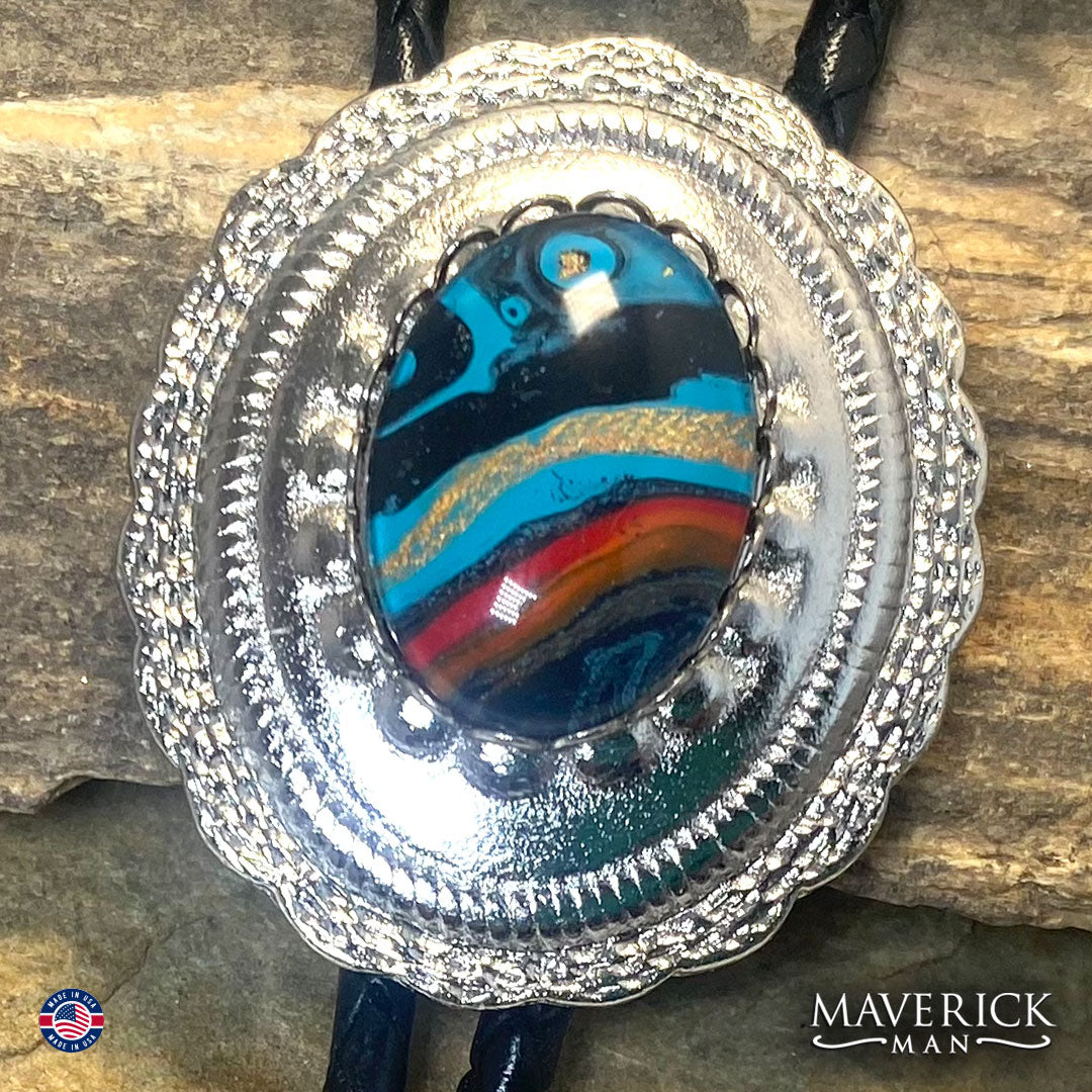 Southwestern bolo tie with hand painted stone