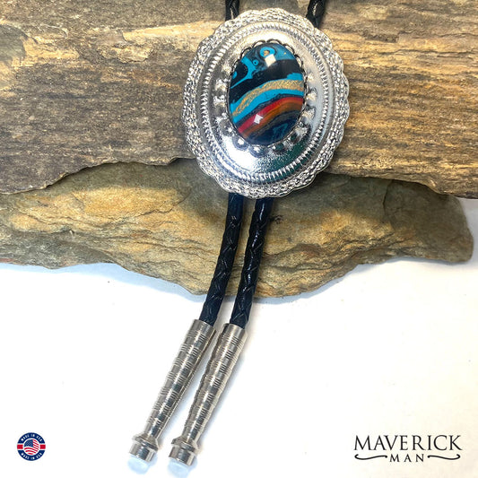 Southwestern bolo tie with hand painted stone
