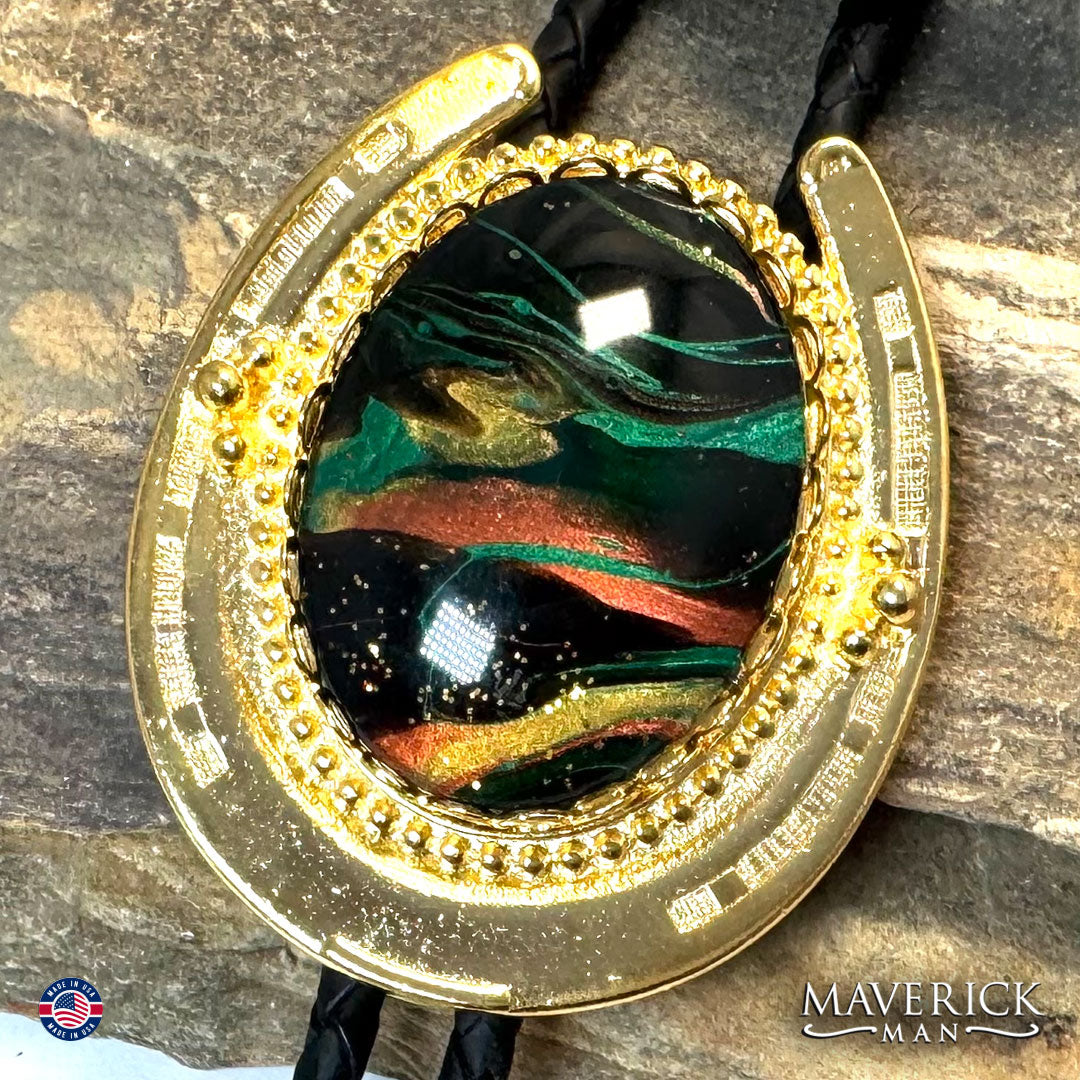 Super sharp bolo tie and buckle set with our hand painted stones